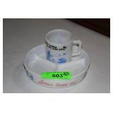 VTG HAZEL ATLAS MILK GLASS DIVIDED DISH 'JESUS>>>>