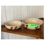 2 VINTAGE WATT POTTERY AUTUMN FOLIAGE LOW BOWLS>>>