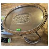 VINTAGE CARVED TABLE W/ GLASS TOP (SIDES NEED >>>