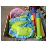 WATER TOYS, NET BAGS, FRISBEE, ORANGE VEST