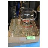 VTG SCOTTIE DOG PITCHER, JELLY JARS W/ STARS,ETC