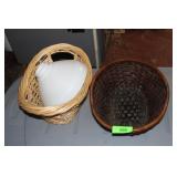 MILK GLASS LAMPSHADE & 2 BASKETS