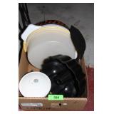 VINTAGE TUPPERWARE PIE CARRIER, NORDIC WARE BUNDT>