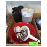 STRAINERS, PATTY PRESS, TUPPERWARE CONTAINER, ETC