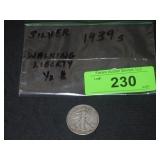 1939 WALKING LIBERTY SILVER HALF DOLLAR