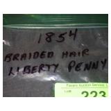 1854 BRAIDED HAIR LIBERTY PENNY