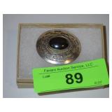 STERLING SILVER (925) BROOCH 21 GRAMS W/ HEMITITE>