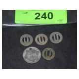 1919 UNITED RAILWAYS OF ST. LOUIS FARE TOKENS &>>