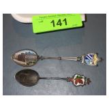 2 VINTAGE SOUVENIR SPOONS (1 STERLING & ENAMEL,>>>