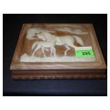 VINTAGE DANTE INCOLAY STONE MAHOGANY JEWELRY BOX