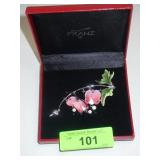 ANTIQUE SIGNED FRANZ BLEEDING HEART BROOCH / PIN