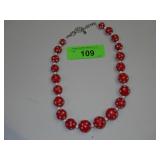 RED & WHITE 20" BALL NECKLACE