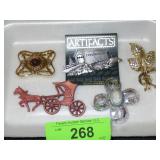 VINTAGE PLASTIC PIN & ASST. BROOCHES / PINS