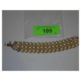 FAUX PEARL BRACELET W/ CRYSTAL INSETS