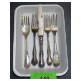 2 STERLING SILVER FORKS (59.9G), STERLING KNIFE>>>