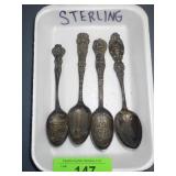 VINTAGE STERLING SILVER SOUVENIR SPOONS 100 GRAMS