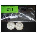 (2) 1967 KENNEDY SILVER HALF DOLLARS