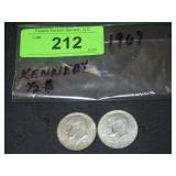 (2) 1967 KENNEDY SILVER HALF DOLLARS