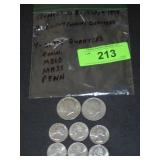 1972 & 1974 KENNEDY HALF DOLLARS, 4 STATE QUARTERS