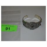 STERLING SILVER (925) BRACELET W/ GARNET COLORED>>