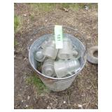 2 GALVANIZED BUCKETS W/ GLASS INSULATORS