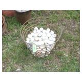 VINTAGE WIRE BASKET OF GOLF BALLS