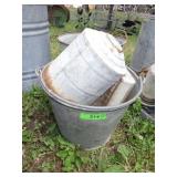 VINTAGE GALVANIZED BUCKETS, CHICKEN FEEDER & PARTS