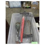 VINTAGE DUSTER, BIKE PUMP, FLOOR SWEEPER (NO>>>