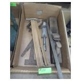 VINTAGE WOODEN DRYER, PLANE, GARDEN TOOL, ETC