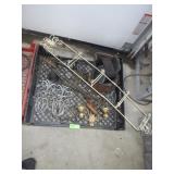 WIRE CANDLE HOLDERS, PLATE RACK, RUG BEATER, ETC