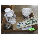 LANTERN, METAL WALL POCKET PLANTER, HAPPY CAMPER>>