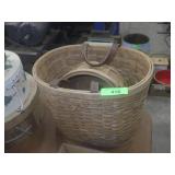 WICKER BASKET W/ LEATHER HANDLES (SEE PICS)>>>