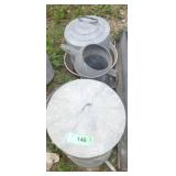 GLAVANIZED CHICKEN FEEDER / WATERER, BUCKET & OIL>