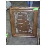 WOOD SHIP CUT OUT ON MIRROR 16 x 20