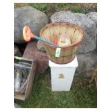 VTG METAL CLOTHES HAMPER, FISHER PRICE POPPER TOY
