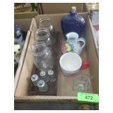 METAL TRAY, S&P SHAKERS, PITCHER (CRACKED - SEE>>>