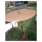 YARD ART- 32' SAWBLADE ON BELT DRIVER BASE (DOES >