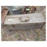 VINTAGE OAK TOOL BOX W/ CONTENTS