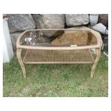 WICKER COFFEE TABLE W. SMOKE GLASS TOP >>>>