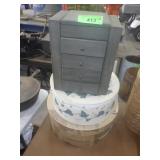 2 HAT BOXES, WOODEN JEWELRY BOX