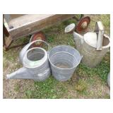 2 GALVANIZED WATERING CANS & 1 BUCKET