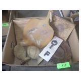 WOODEN CUTTING BOARDS, FINIALS, PLAQUE & BOWL