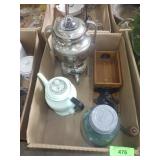 VINTAGE COFFEE POTS (NO PLUGS), BLUE CANNING JAR>>