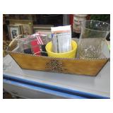 METAL BASKET, PLANTERS, GLASS BLOCK LIGHT, ETC