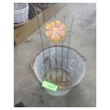VINTAGE BUCKET, WIRE TRELLIS (19')