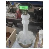 VINTAGE HAND PAINTED SATIN GLASS LAMP BASE