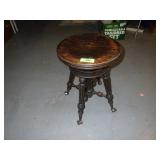 VINTAGE ADJUSTABLE PIANO STOOL W/ GLASS BALL &>>>