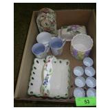 CERAMIC BASKET, PLANTER, BUTTER DISH, MUGS, ETC