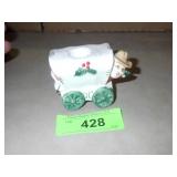 VINTAGE SANTA IN COVERED WAGON CANDLE HOLDER