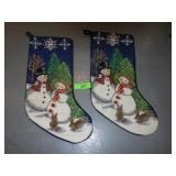 2 WOOL NEEDLEPOINT CHRISTMAS STOCKINGS
